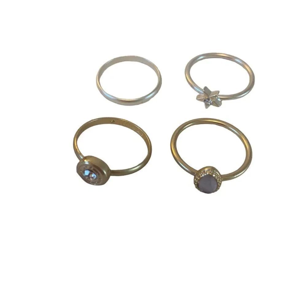 Lavender Stone Two-Tone Delicate Ring Stack. So Pretty! - Picture 6 of 7